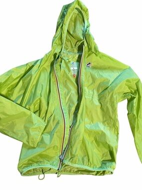 Women’s K-Way Neon Lime Hooded Rain Jacket L